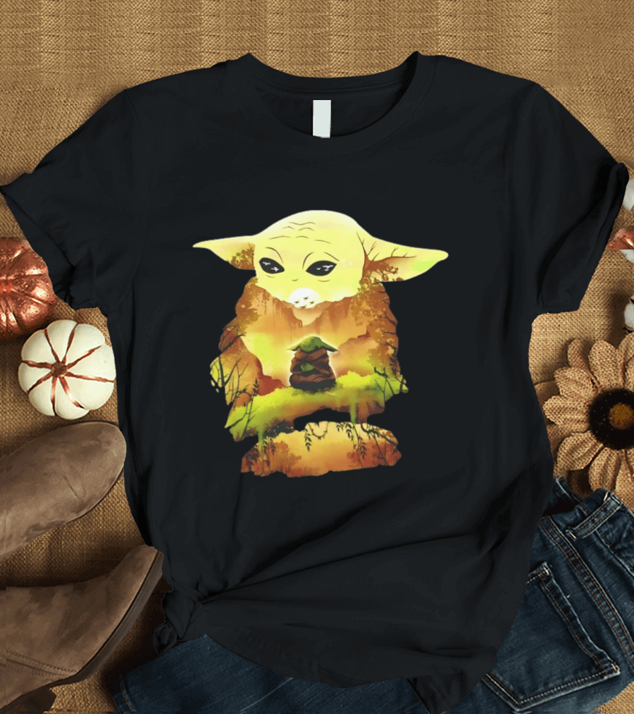 Grogu Meditates In Serene Forest Scene T-Shirt