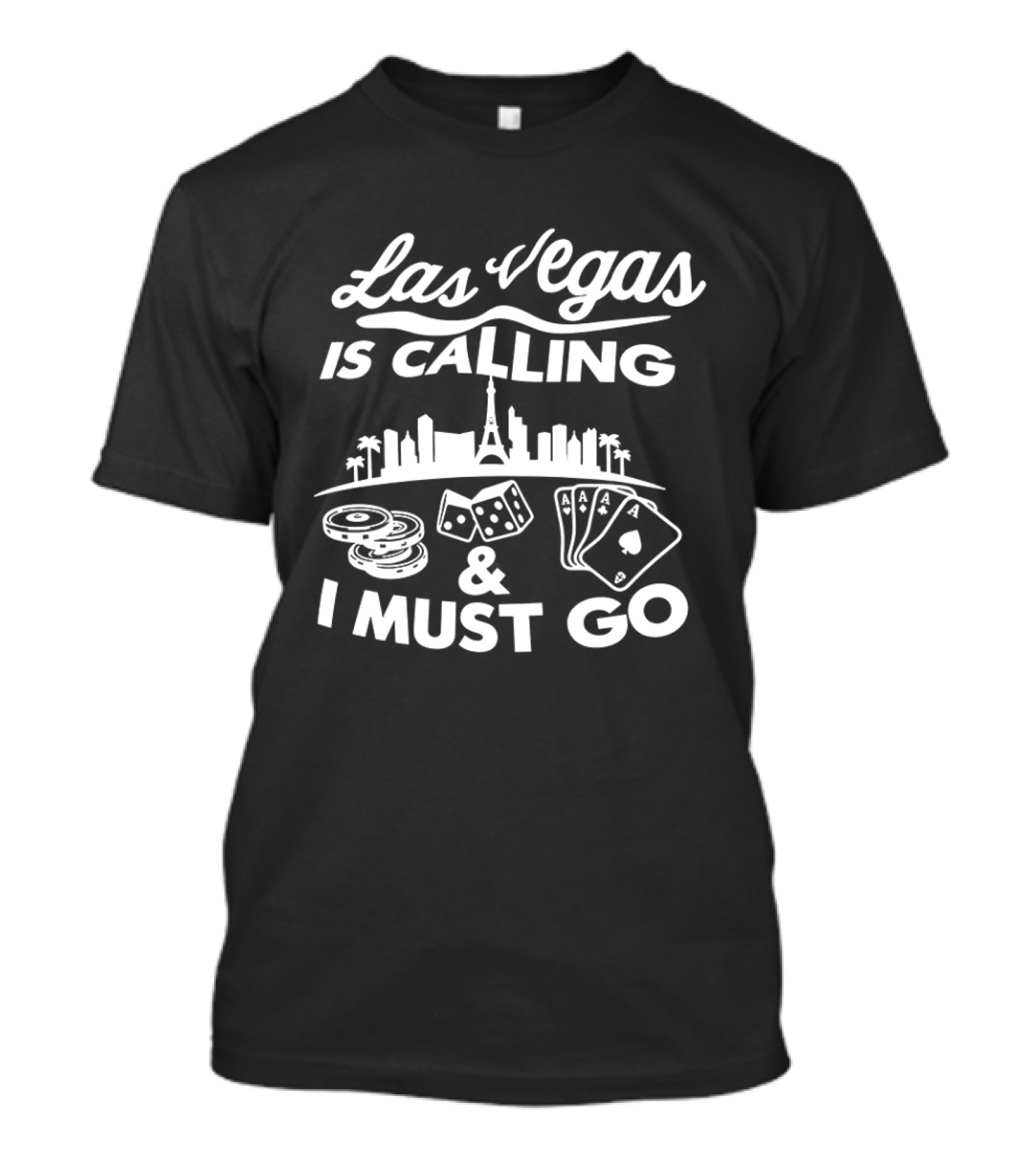 Las Vegas Is Calling Casino Dice Playing Cards City Skyline Adventure T-Shirt