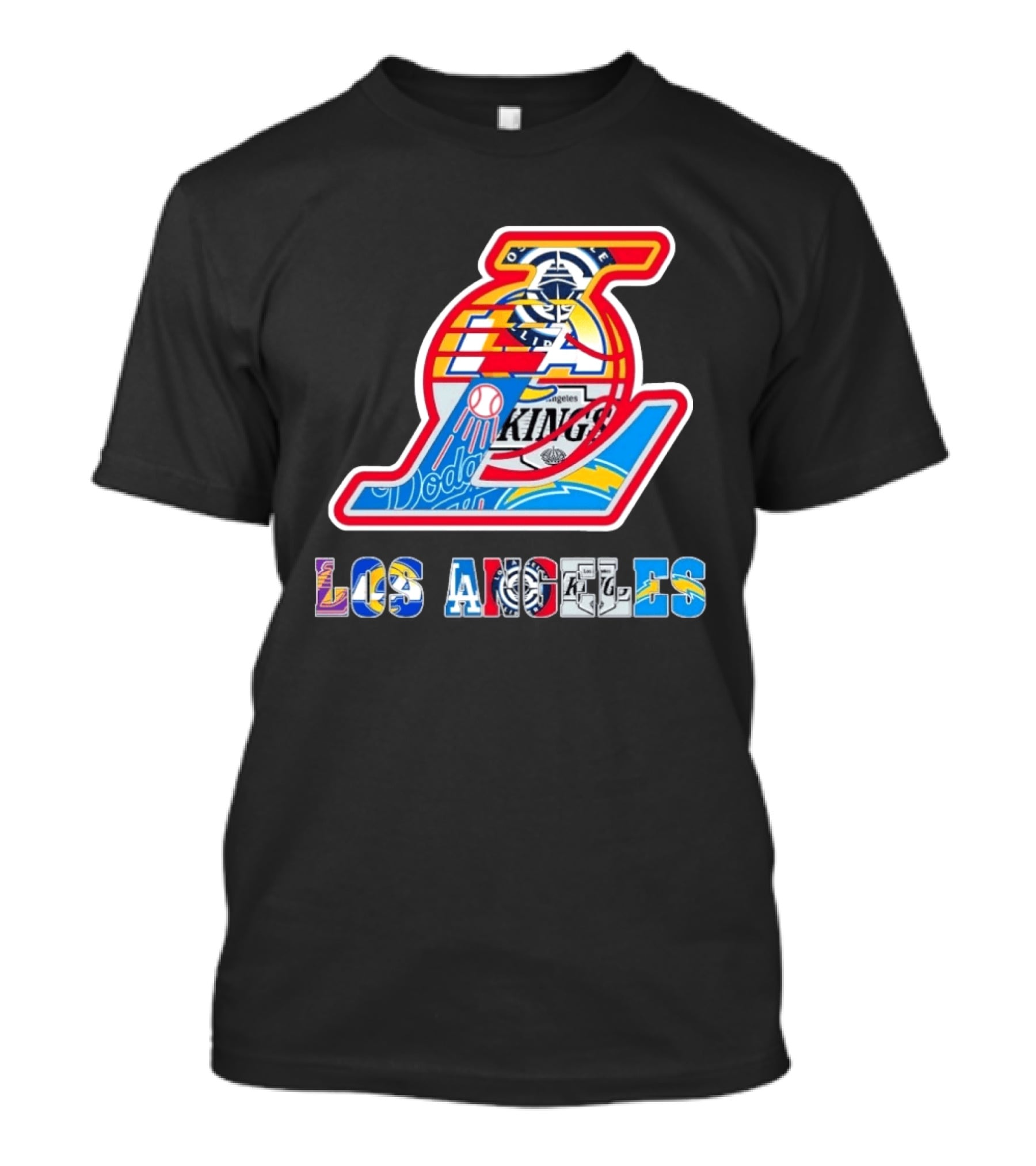 Los Angeles Lakers Dodgers Kings Chargers Sports Teams Logos T-Shirt