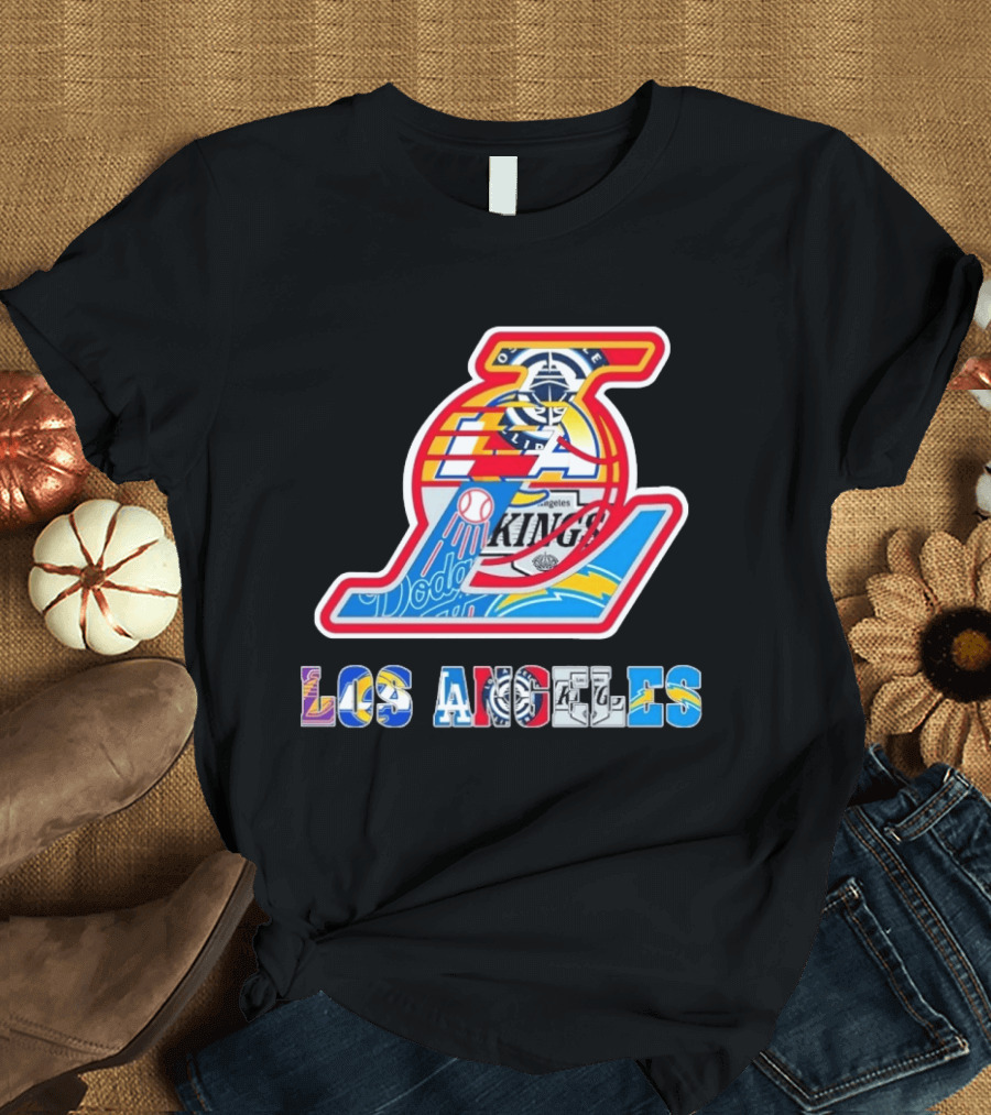 Los Angeles Lakers Dodgers Kings Chargers Sports Teams Logos T-Shirt