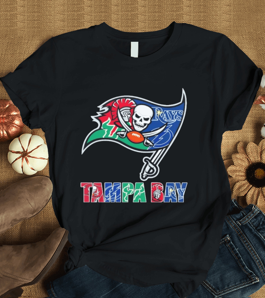 Tampa Bay Buccaneers Rays Lightning Sports Teams Flag T-Shirt