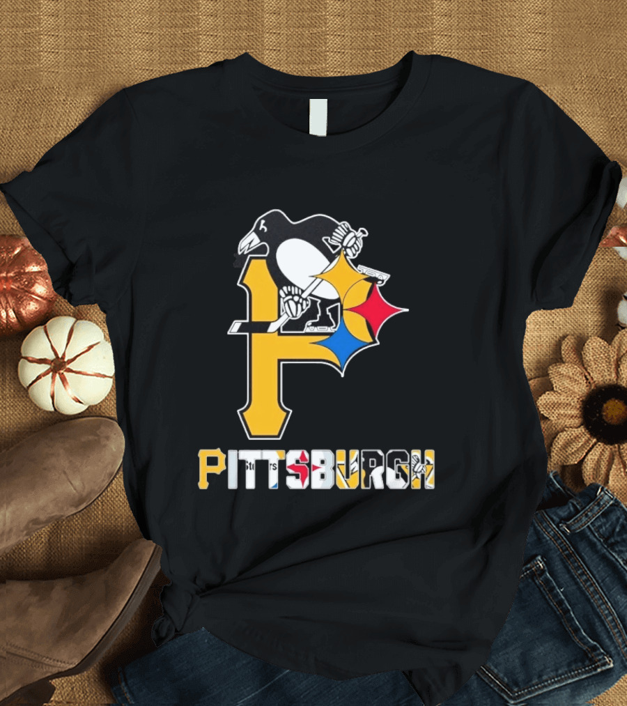 Pittsburgh Pirates Penguins Steelers Sports Teams Collaboration T-Shirt