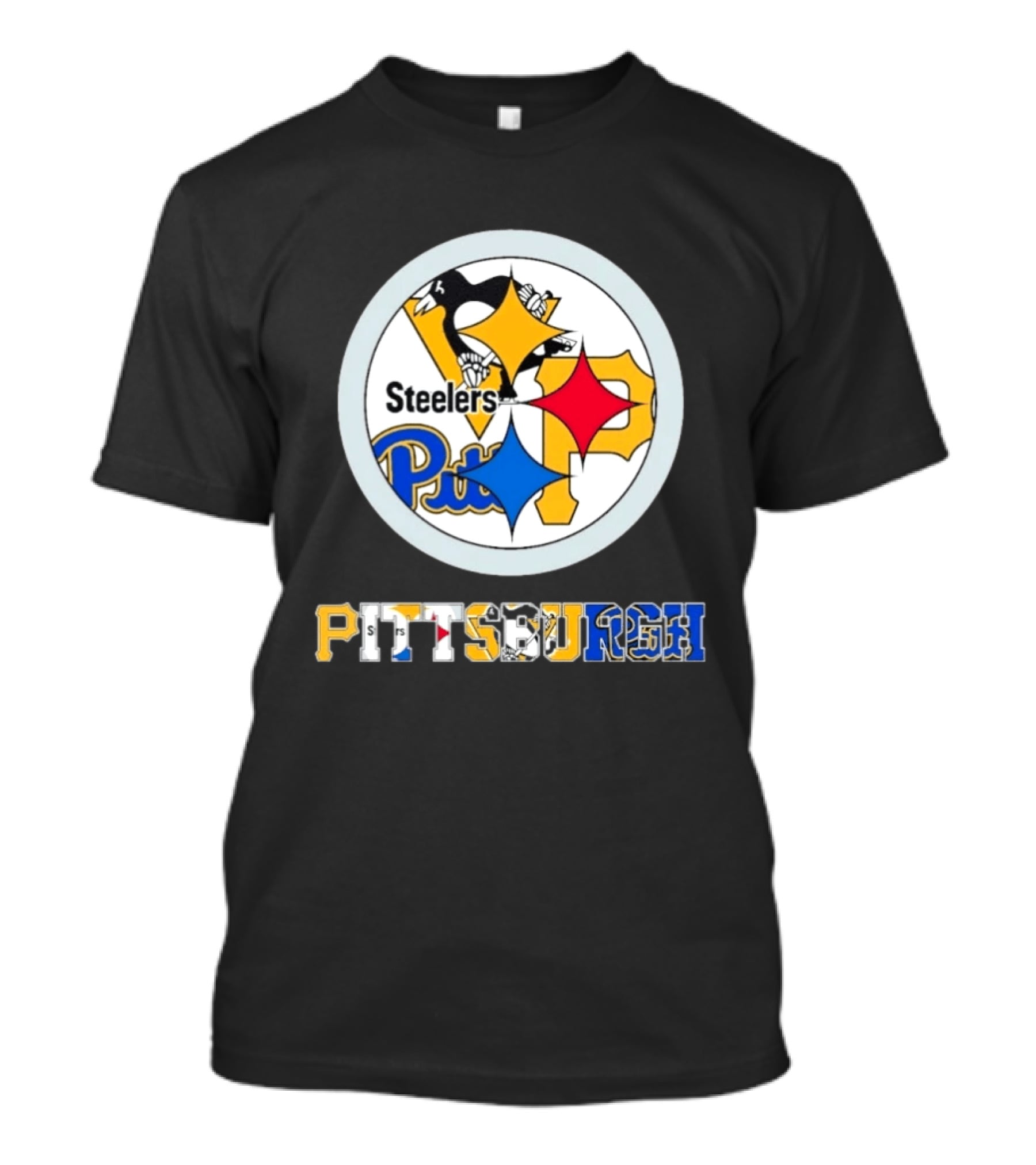 Pittsburgh Steelers Penguins Pirates Teams Logos T-Shirt