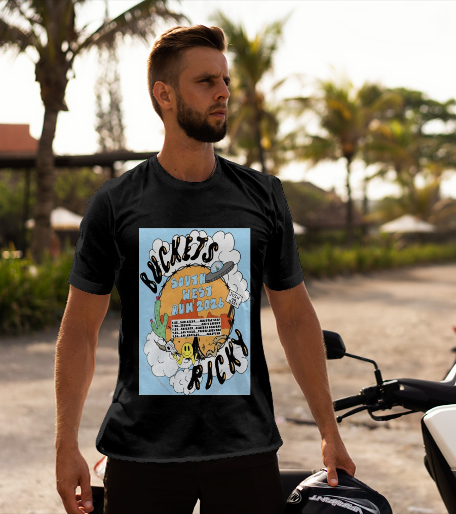 Buckets Ricky South West Run 2026 San Diego To Los Angeles Tour Dates UFO Cactus T-Shirt