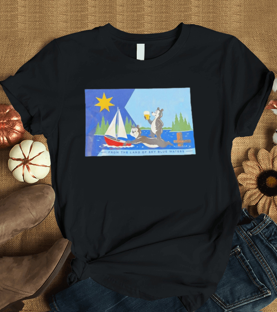 From The Land Of Sky Blue Waters Bears With Boat And Beer T-Shirt