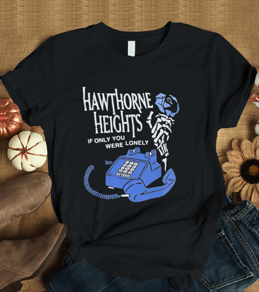 Hawthorne Heights If Only You Were Lonely 20 Years Skeleton With Blue Telephone T-Shirt