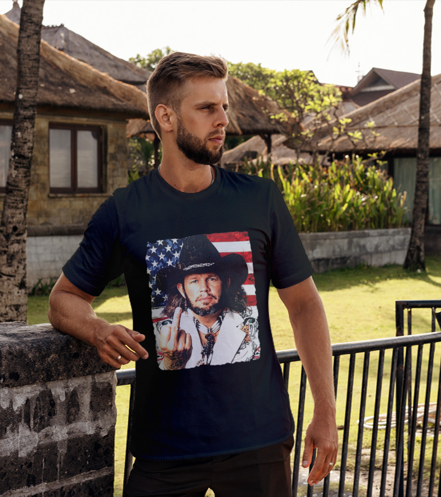 If That Ain't Country David Allan Coe USA Flag Middle Finger T-Shirt
