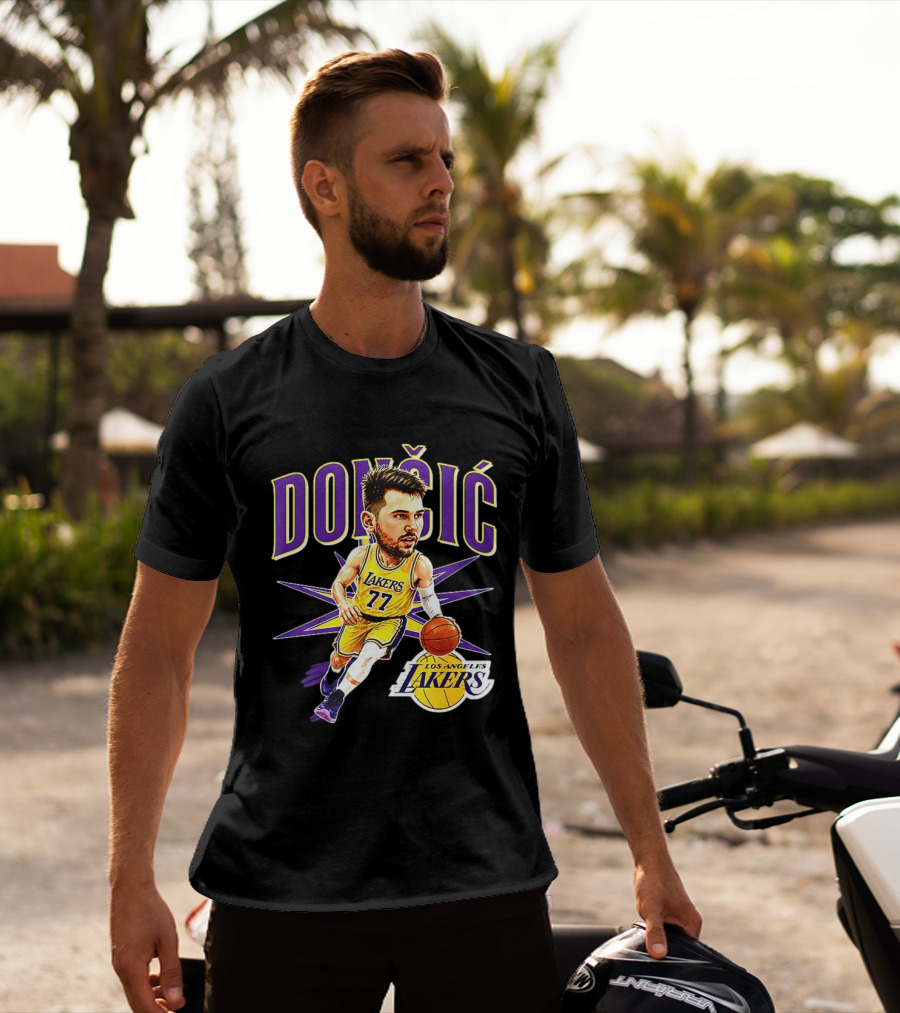Doncic 77 Los Angeles Lakers NBA 2026 Big Head Basketball Player T-Shirt