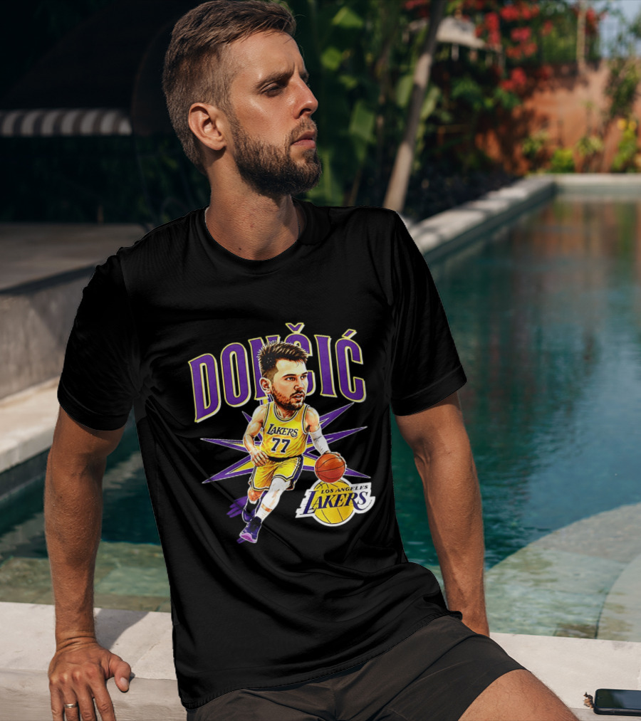Doncic 77 Los Angeles Lakers NBA 2026 Big Head Basketball Player T-Shirt