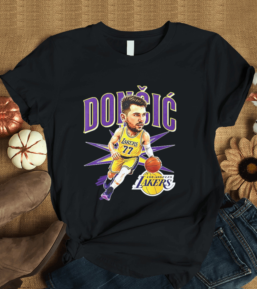 Doncic 77 Los Angeles Lakers NBA 2026 Big Head Basketball Player T-Shirt