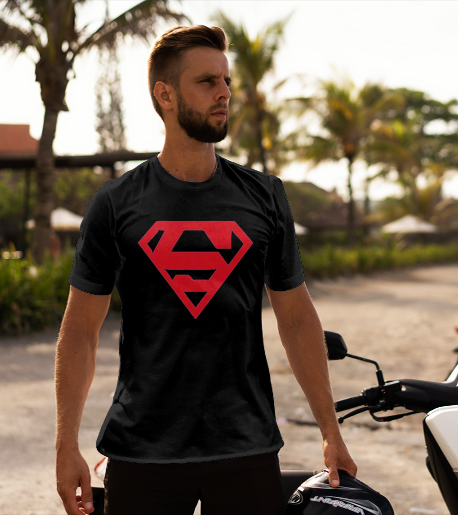 MJ Hero Superman Red Emblem Icon Blue T-Shirt