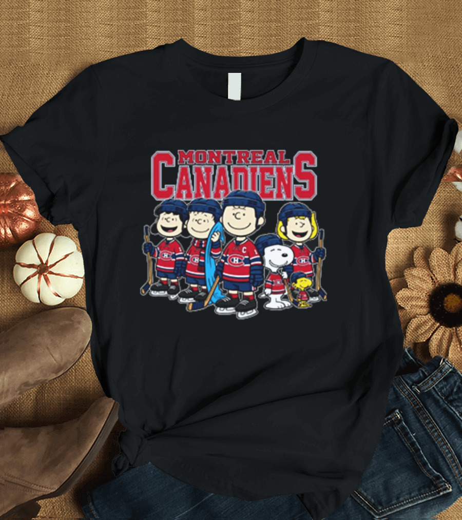 Montreal Canadiens Peanuts Snoopy Charlie Brown Lucy Linus Woodstock Hockey Team T-Shirt