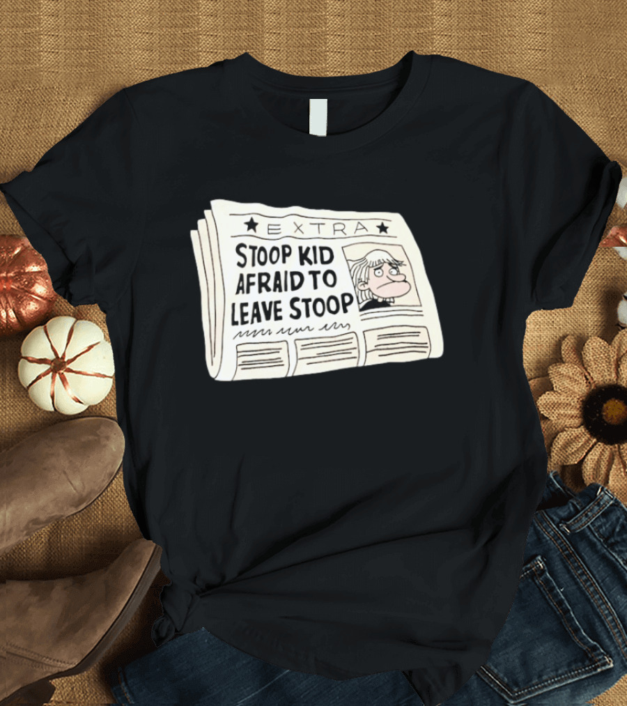 Stoop Kid Afraid To Leave Stoop Newspaper Extra Cartoon Headline T-Shirt