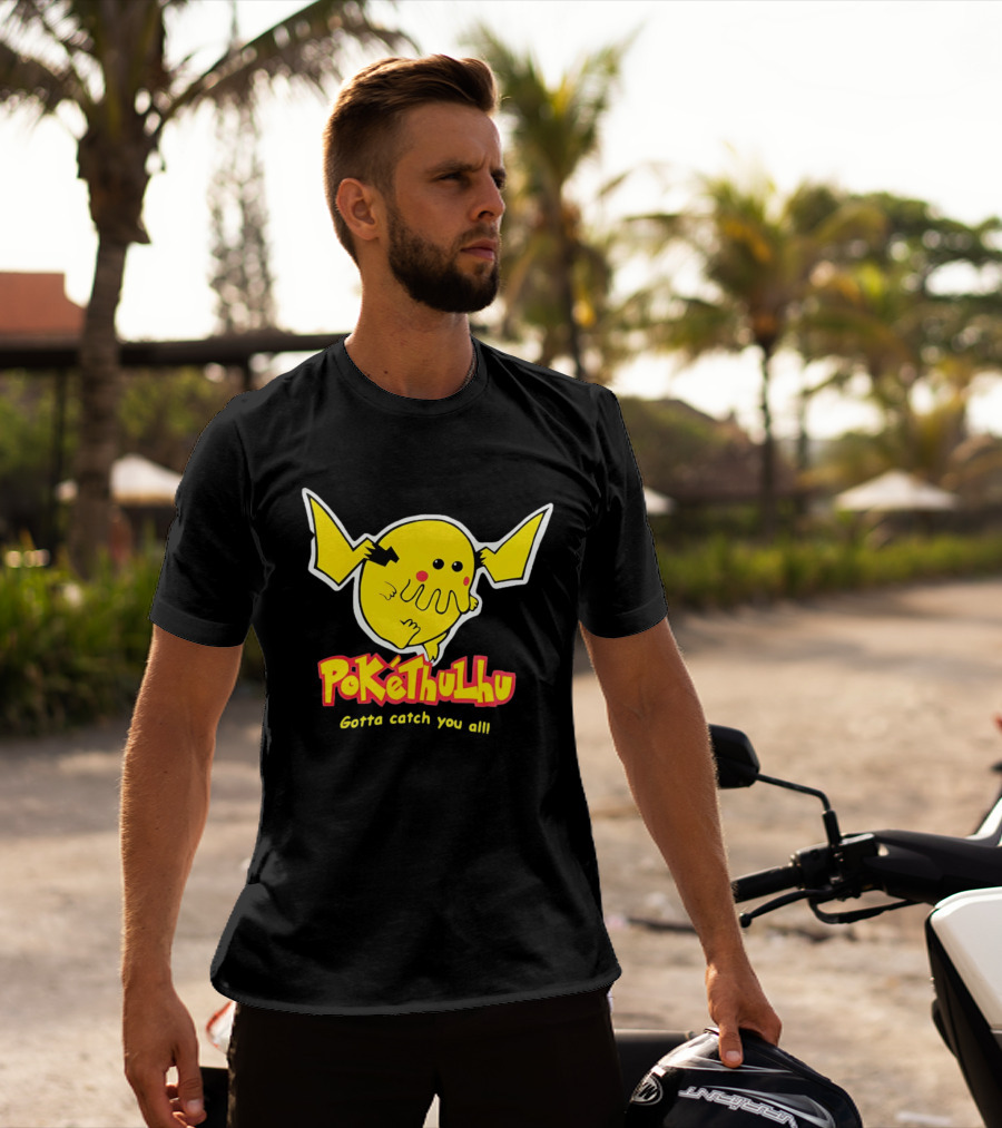 Pokethulhu Gotta Catch You All Yellow Hybrid T-Shirt