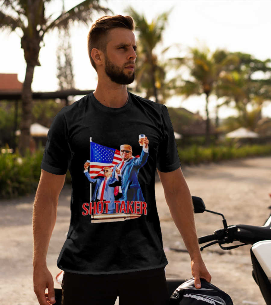 Shot Taker USA President American Flag Beer T-Shirt