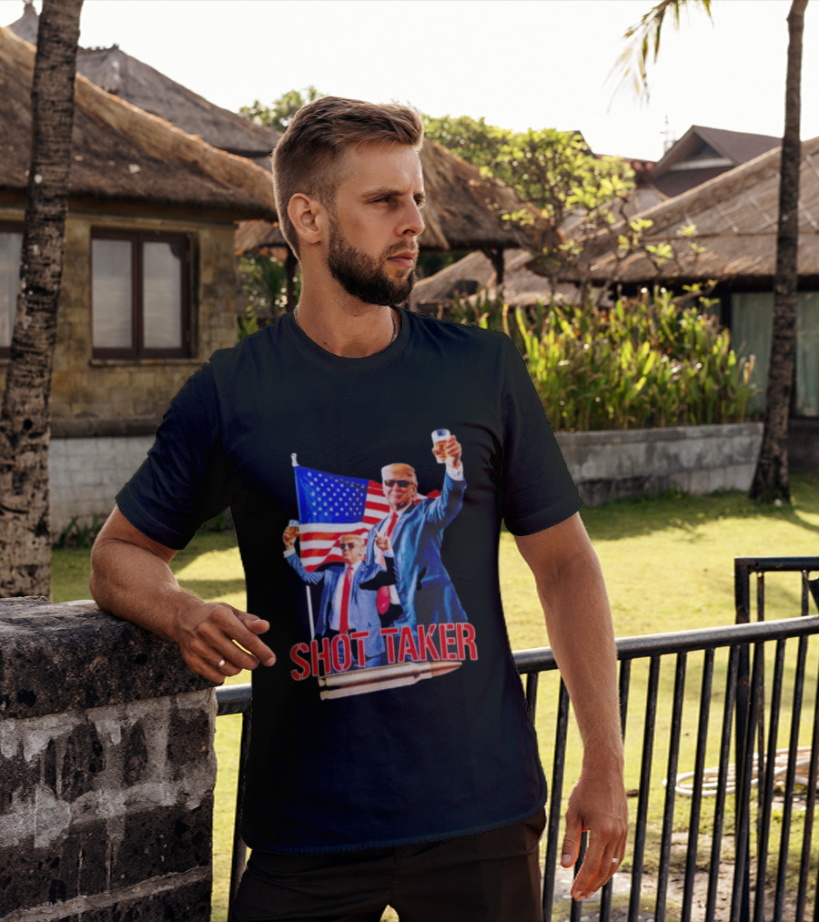 Shot Taker USA President American Flag Beer T-Shirt