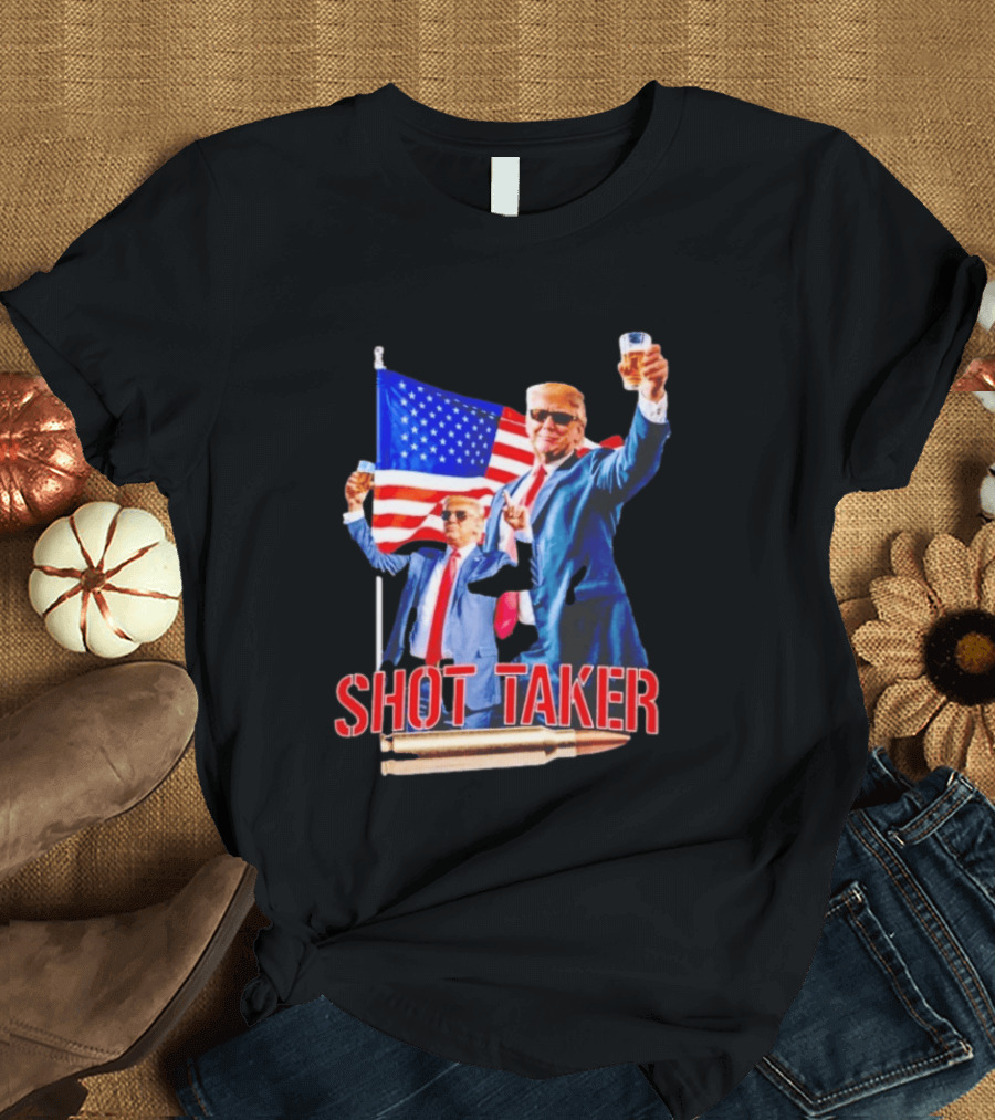 Shot Taker USA President American Flag Beer T-Shirt