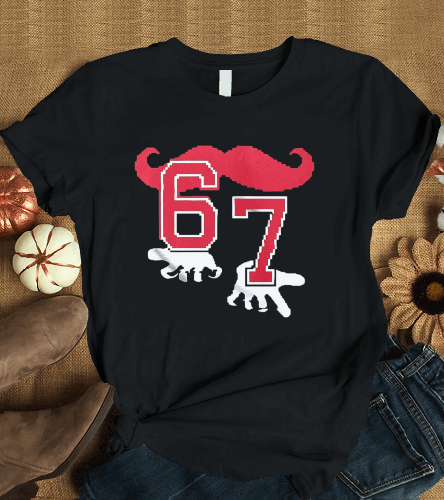 Cincinnati Reds Baseball 67 Red Mustache T-Shirt