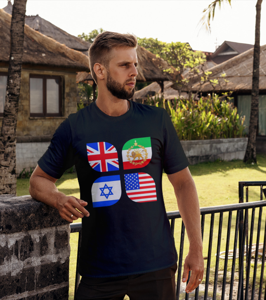 Union Jack British Flag Iranian Lion Israel Star USA Stars And Stripes Flags T-Shirt