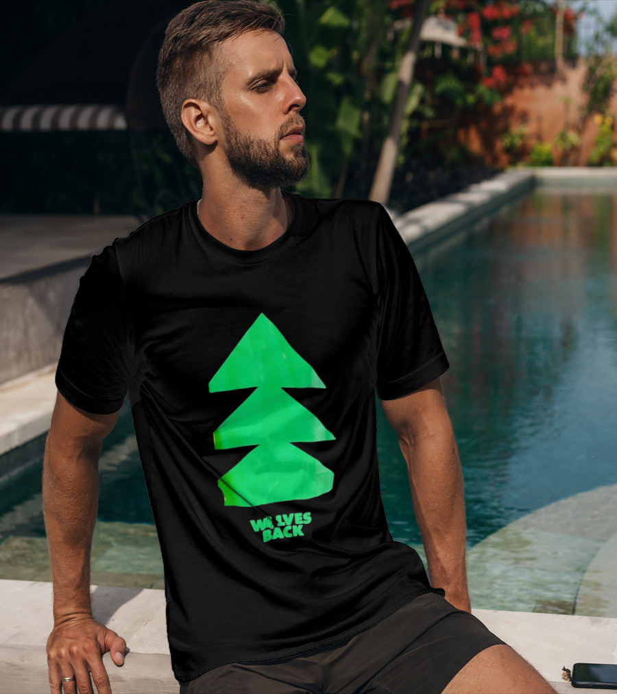 Wolves Back Tree Green Triangular Shapes T-Shirt