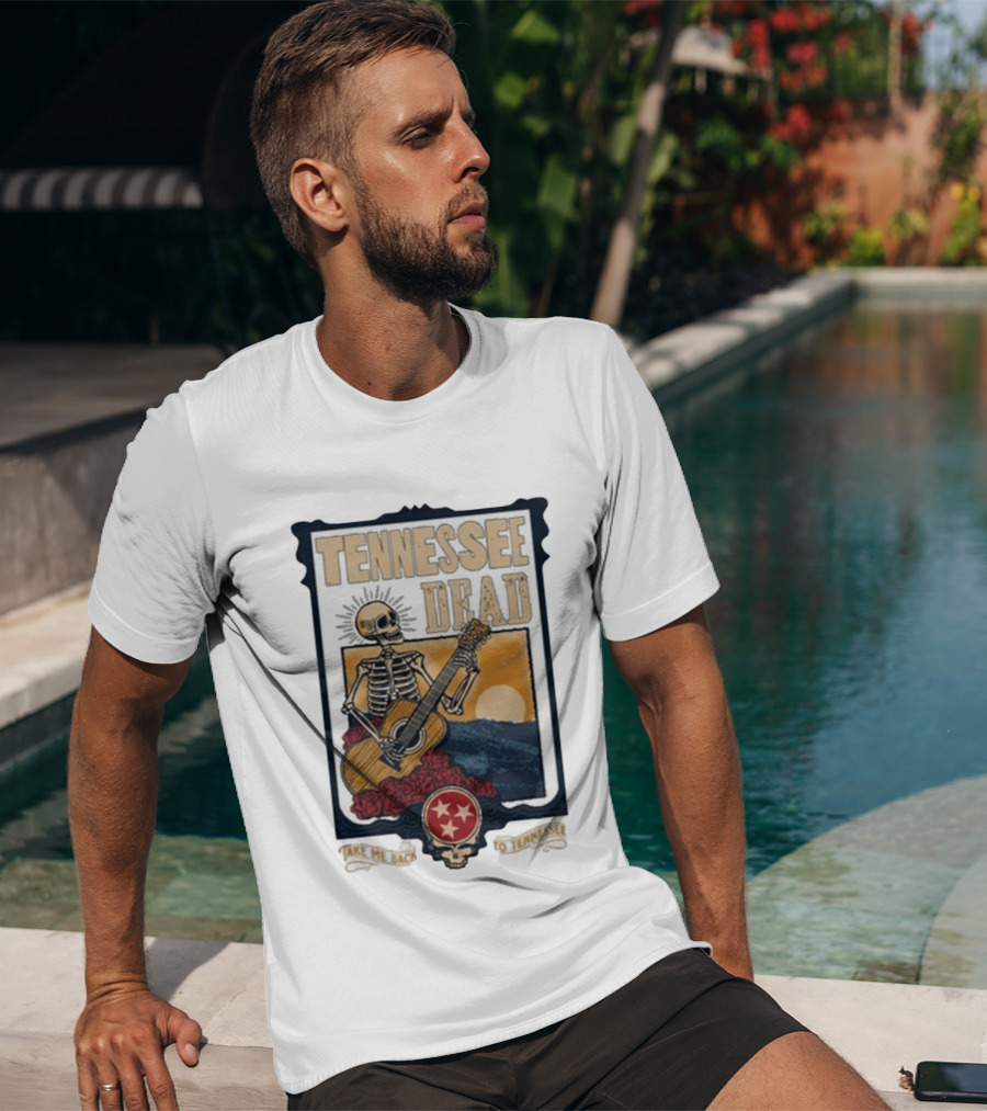 Tennessee Dead Skeleton Playing Guitar With Sun And Roses T-Shirt