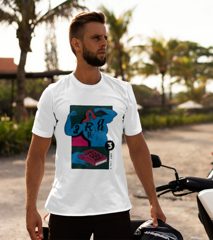 Why Are You Here Book Typography Muscle T-Shirt