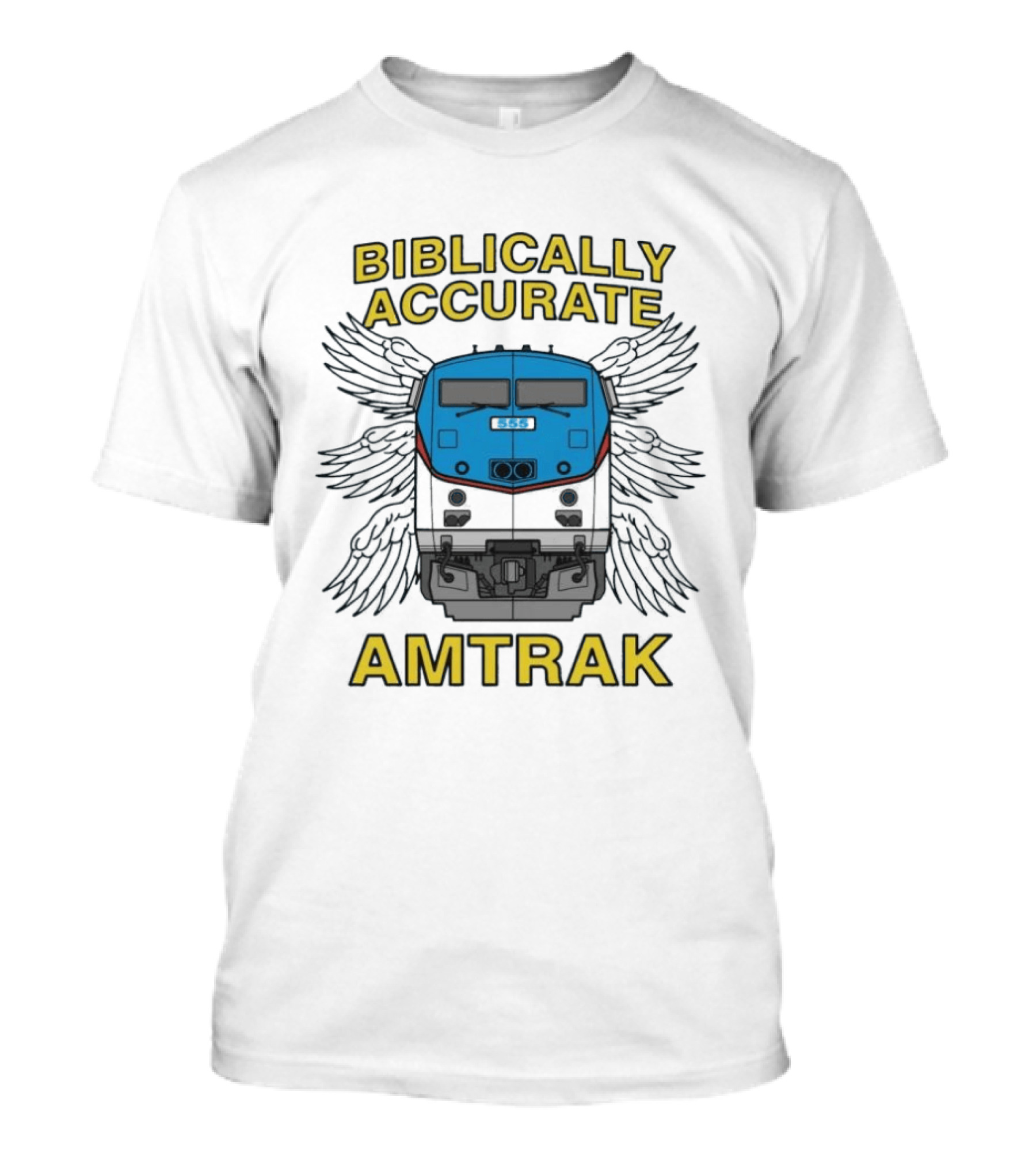 Biblically Accurate Amtrak Winged Train T-Shirt