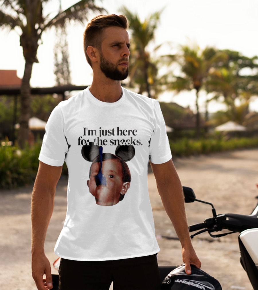 I'm Just Here For The Snacks Mickey Shaped Ears Spoon Face T-Shirt