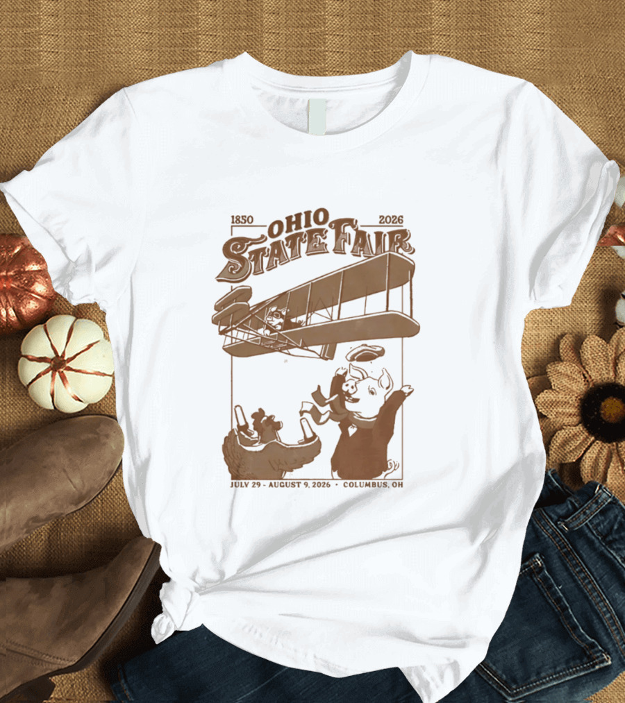 Ohio State Fair 1850 2026 July 29 August 9 Columbus Airplane And Animals T-Shirt