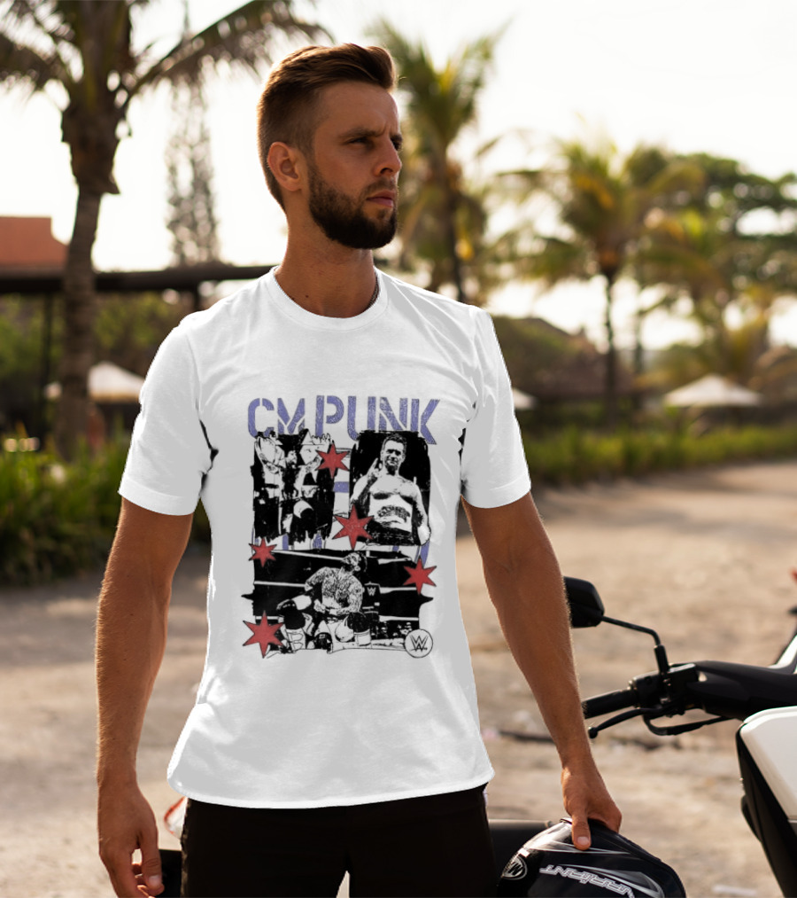 CM Punk WWE Chicago Stars Collage Wrestler Fan Favorite T-Shirt