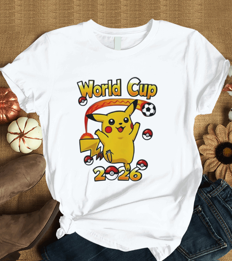 World Cup 2026 Pokémon Pikachu Soccer Poké Balls T-Shirt
