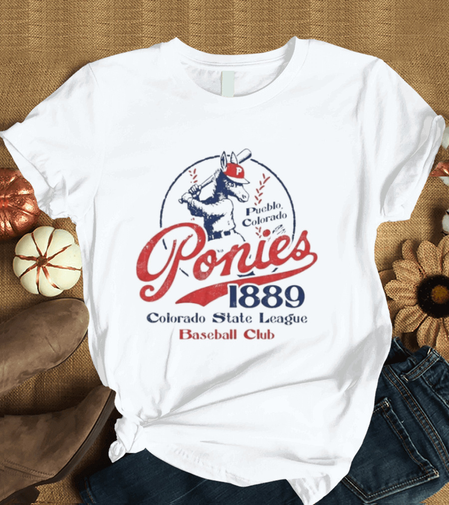 Ponies 1889 Colorado State League Baseball Club Retro Sports Memorabilia T-Shirt