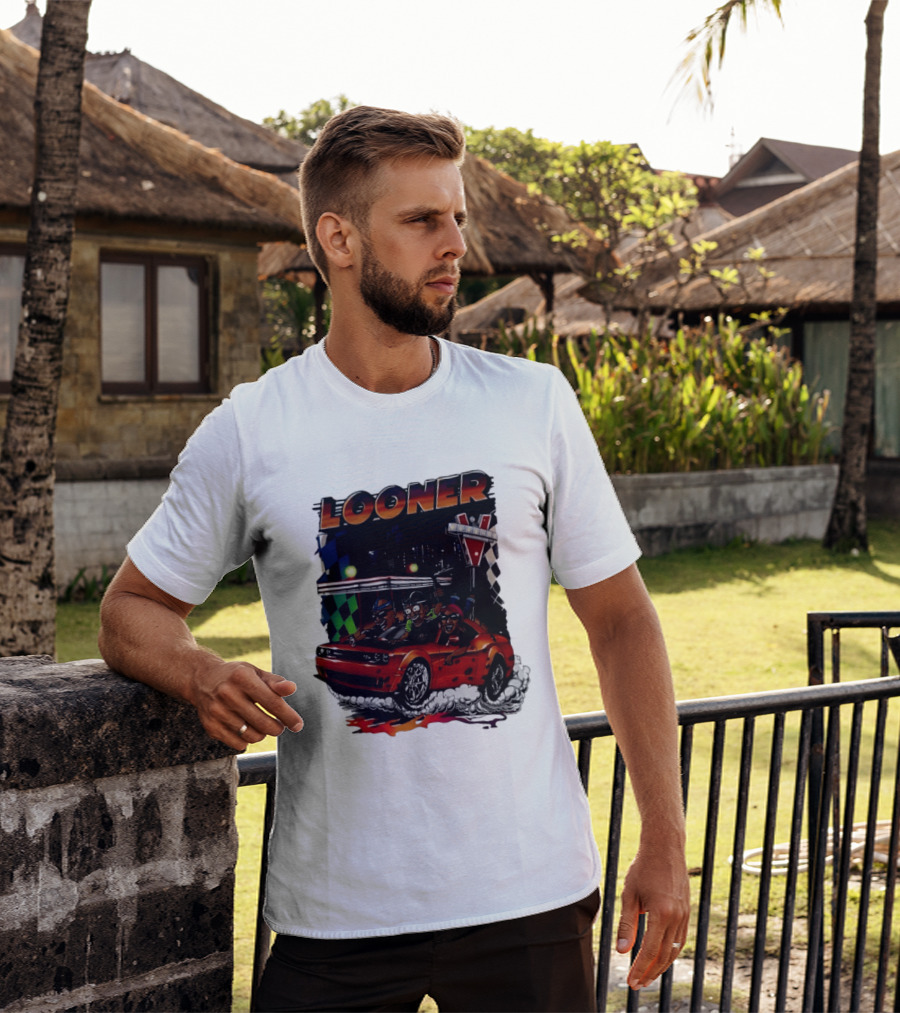 Looner Cartoon Car Race Adventure T-Shirt