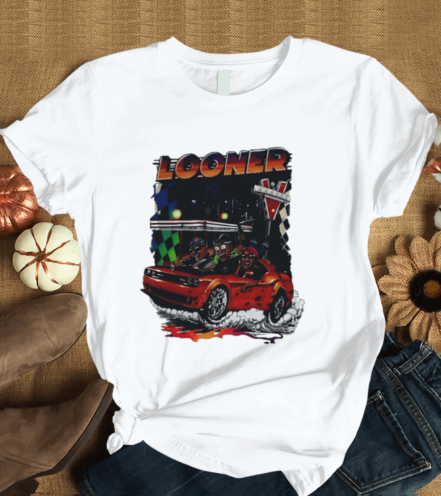 Looner Cartoon Car Race Adventure T-Shirt