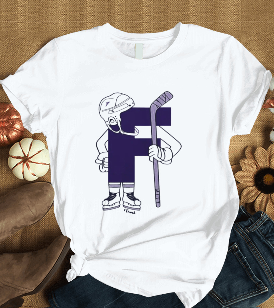 Minnesota Frost Hockey Character With Stick And Helmet T-Shirt