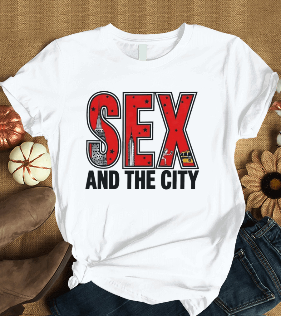 Sex And The City New York Skyline Taxi Skyscrapers Stars T-Shirt
