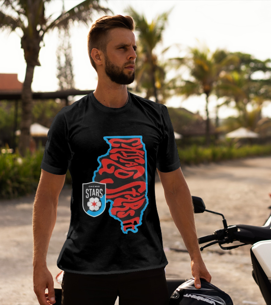 Chicago Stars FC Groovy Team State Illinois Map T-Shirt