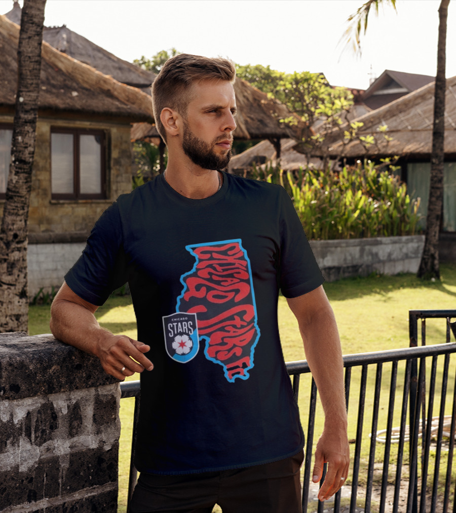 Chicago Stars FC Groovy Team State Illinois Map T-Shirt