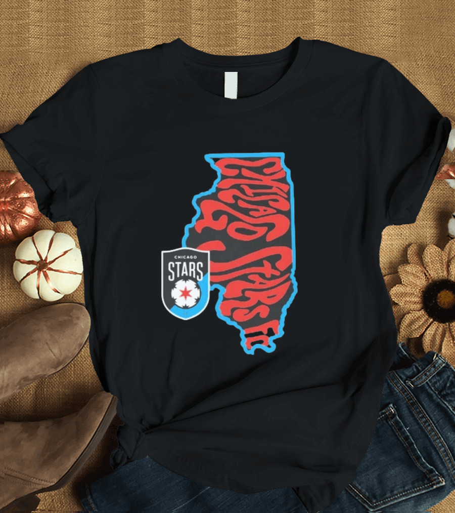 Chicago Stars FC Groovy Team State Illinois Map T-Shirt