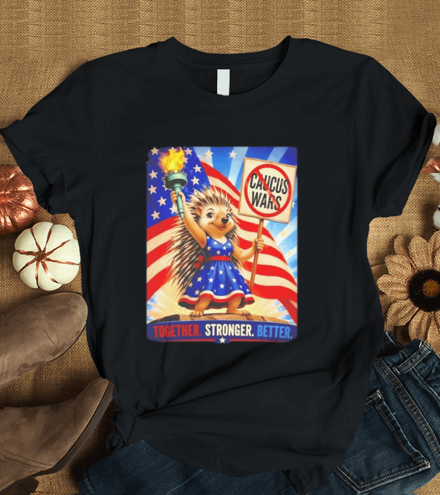 Hedgehog Liberty No Caucus Wars Together Stronger Better T-Shirt