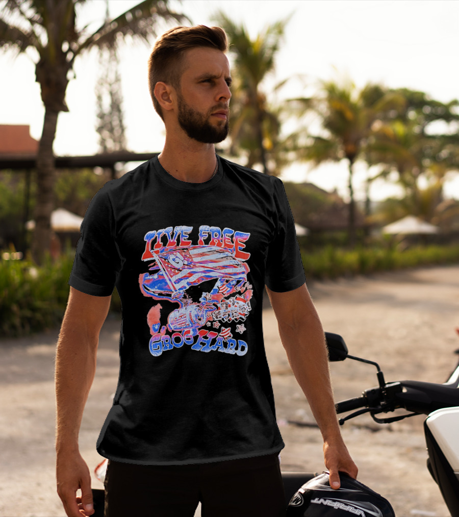 Live Free Grog Hard 2026 Grog Tour American Flag Crocodile And Beer Barrel T-Shirt