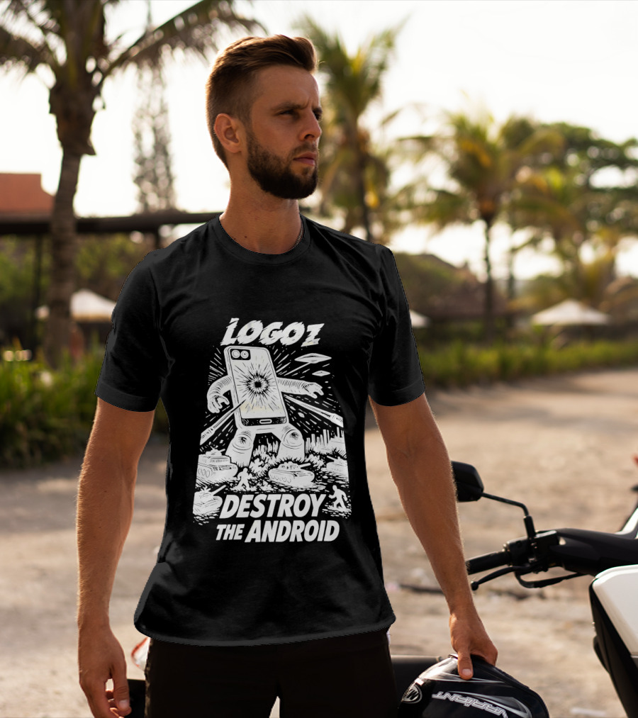 Logoz Destroy The Android Retro Style Comic T-Shirt