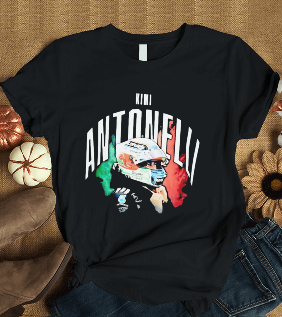 Kimi Antonelli AMG Petronas Formula One Team Racing Helmet Italian Flag T-Shirt