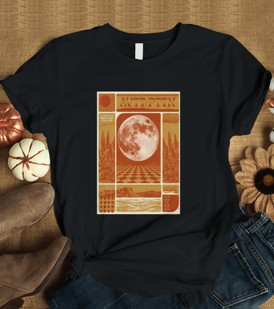 The Avett Brothers AWT PTTN Moon Checkered Austin Texas Moody Center May 14 2026 T-Shirt