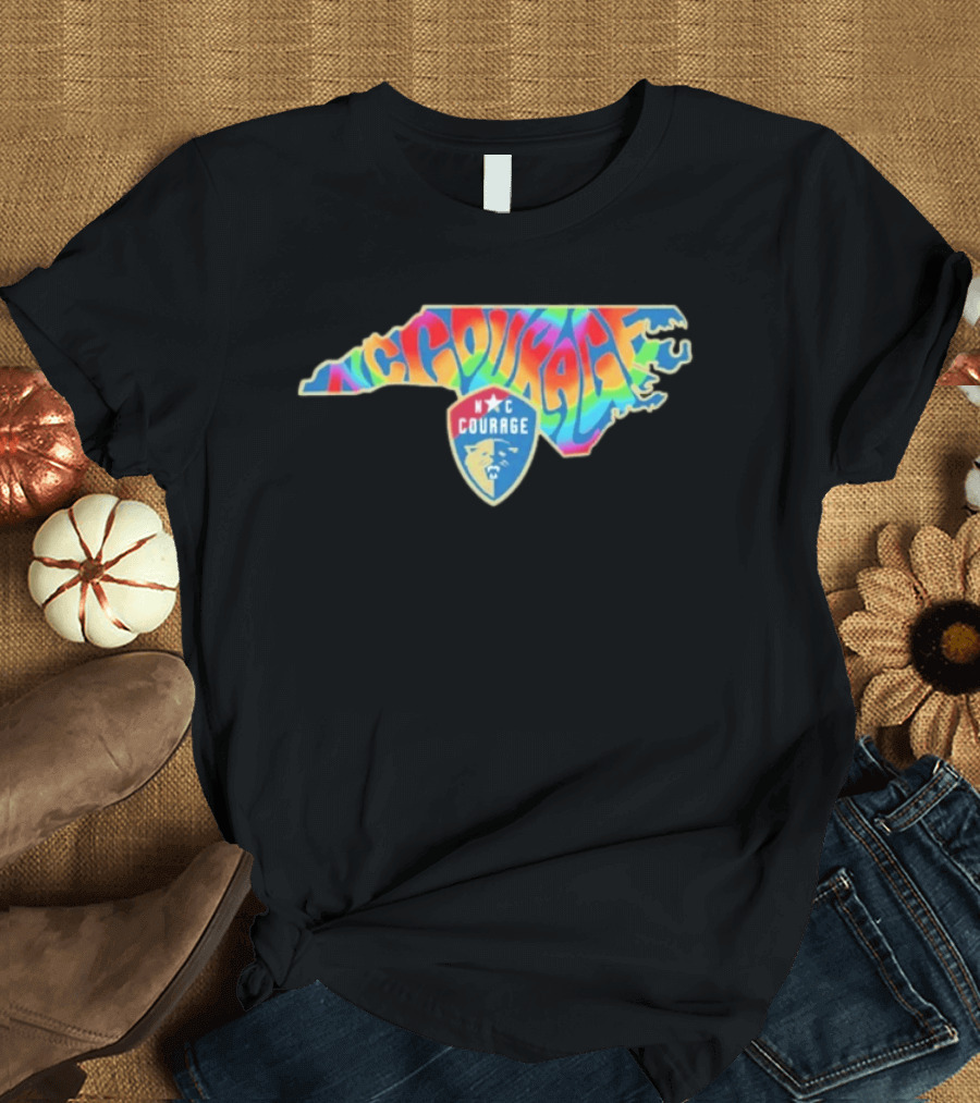 North Carolina Courage Pride State Rainbow Map T-Shirt