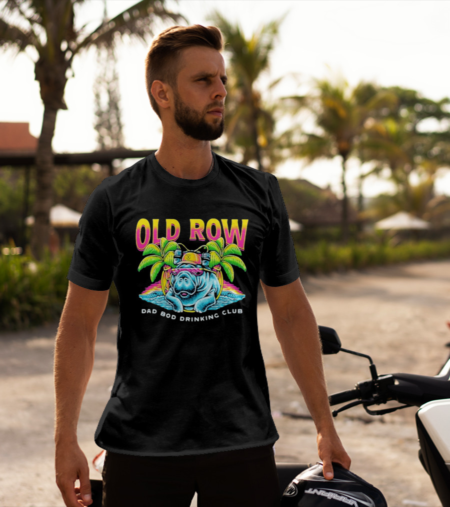 Old Row Dad Bod Drinking Club Manatee Tropical Palm Tree T-Shirt