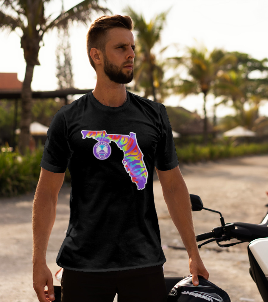 Orlando Pride Groovy Rainbow Florida Map T-Shirt
