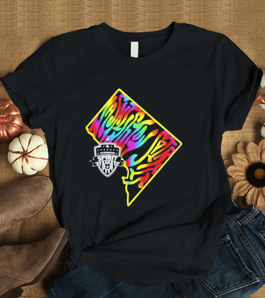 Washington Spirit Groovy Pride Rainbow State Map T-Shirt
