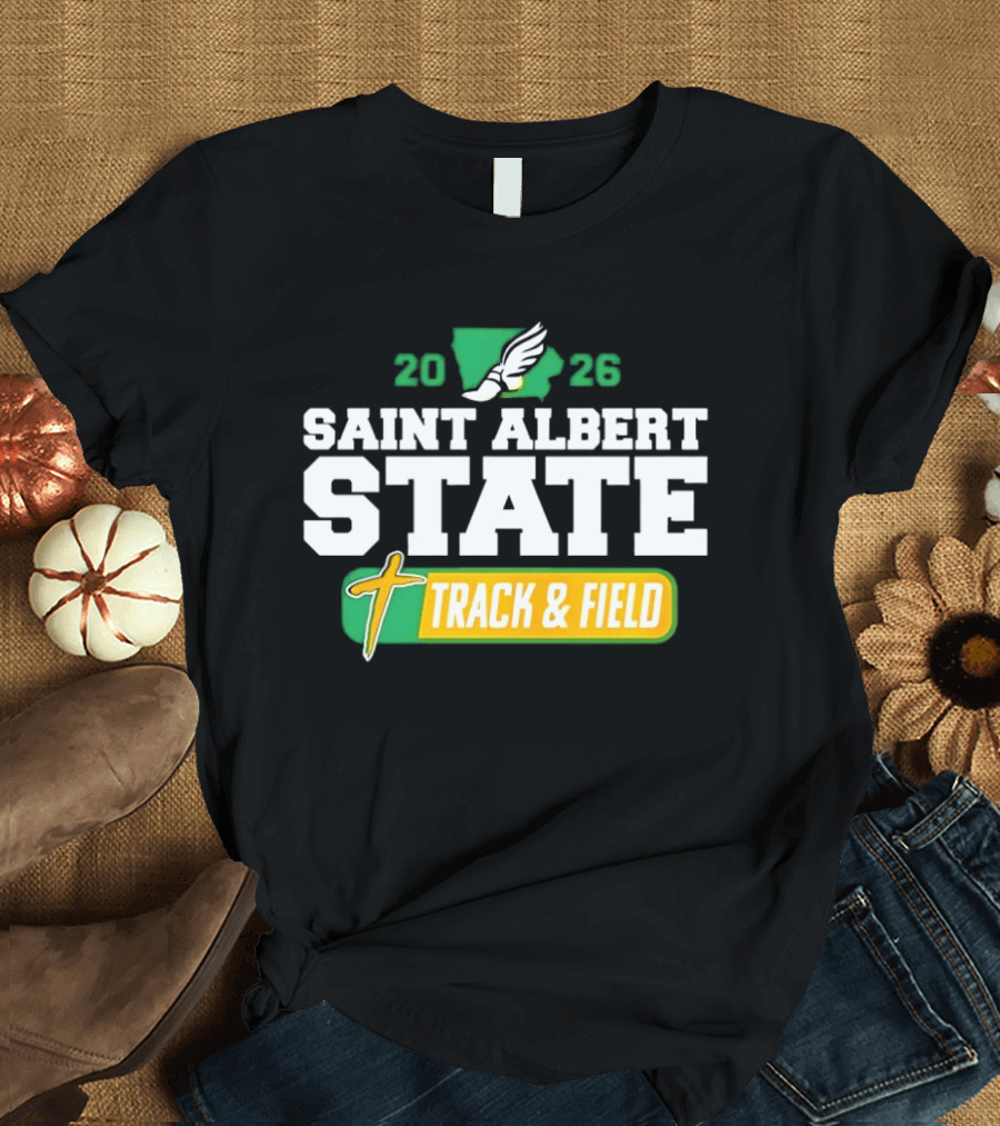 Saint Albert State 2026 Track & Field Winged Shoe T-Shirt
