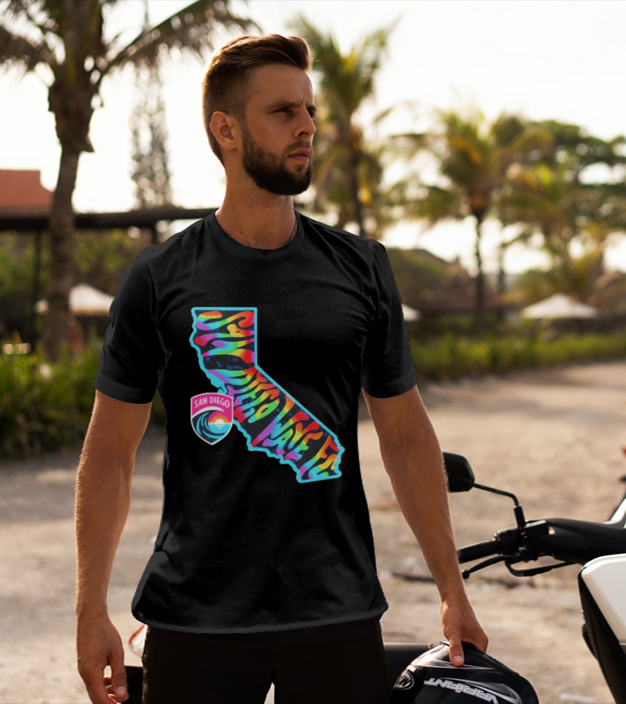 San Diego Wave FC Groovy Pride California Map T-Shirt